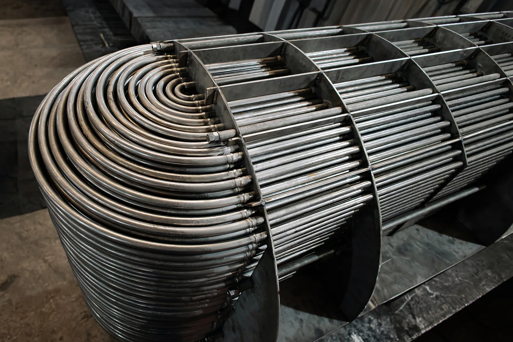 Feixe tubular curvado de um trocador de calor